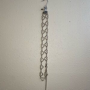 Silver tone open heart chain link adjustable belt